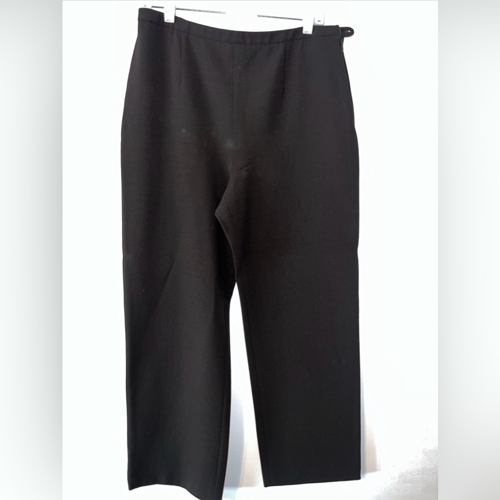 Giorgio Armani TrousersWomens IT 48 Black Wool Stretch Front Zip Straight PantsB